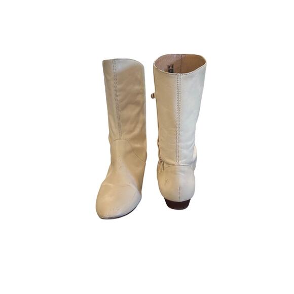 Frye Cowboy Boots Leather Vintage Booties Womens SZ10M Cream/Ivory Mid Leg - Picture 11 of 11